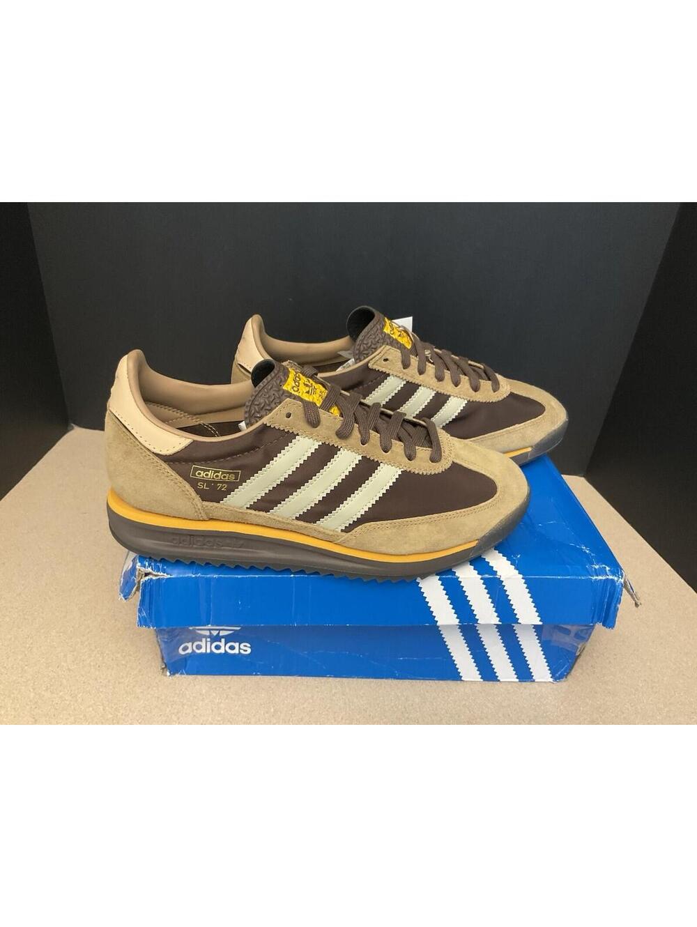 New! Adidas Originals SL 72 RS Brown/Grey/ Yellow Shoes. Men’s 7.5. Women’ 8.5.